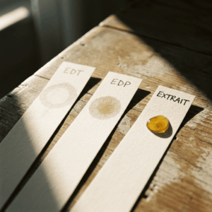 Artystyczna fotografia ilustrująca teksturę i dyfuzję perfum, porównująca eau de toilette z eau de parfum.